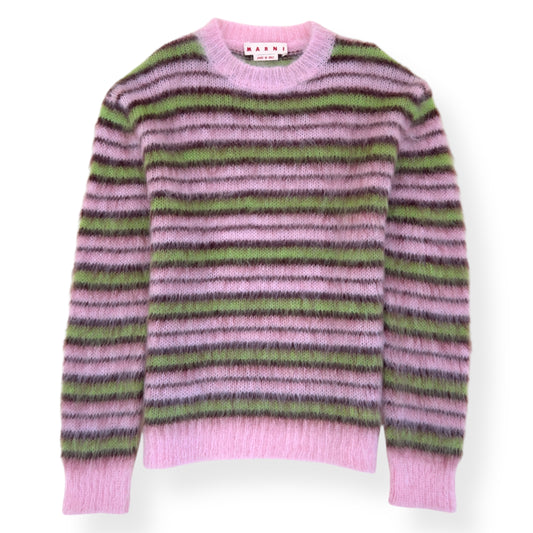 MARNI MOHAIR LONG SLEEVE SWEATER PINK / GREEN 52 / XL