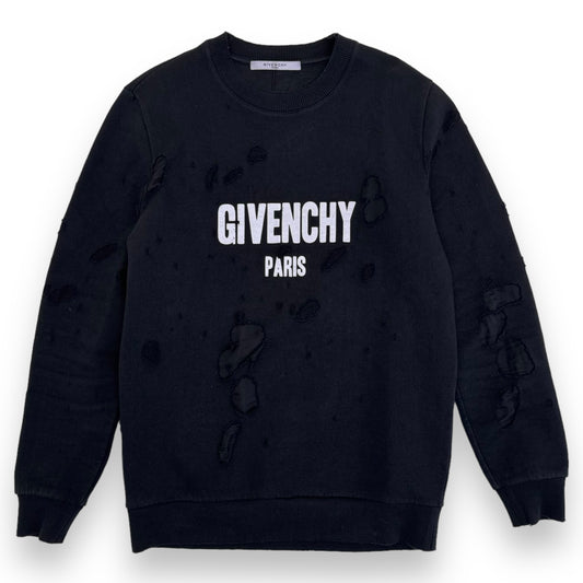 GIVENCHY DISTRESSED CREWNECK SWEATSHIRT BLACK XS