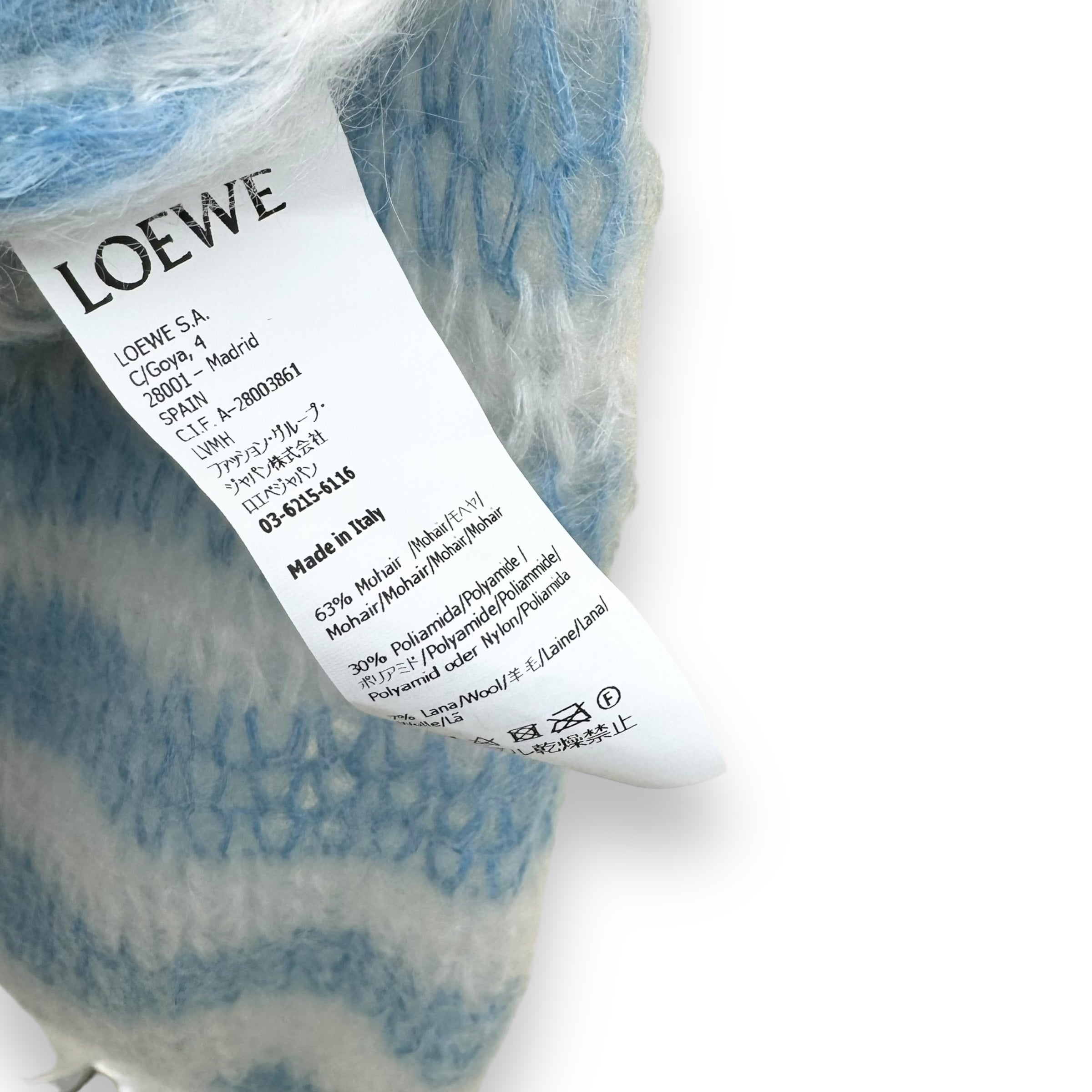LOEWE MOHAIR ANAGRAM KNITTED SWEATER BLUE / WHITE S