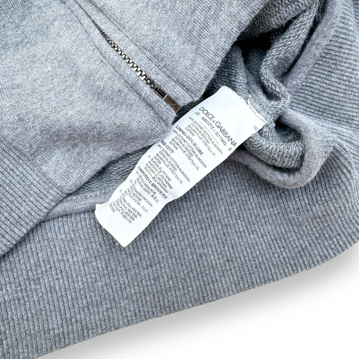 DOLCE & GABBANA LOGO PATCH HOODIE GREY XL