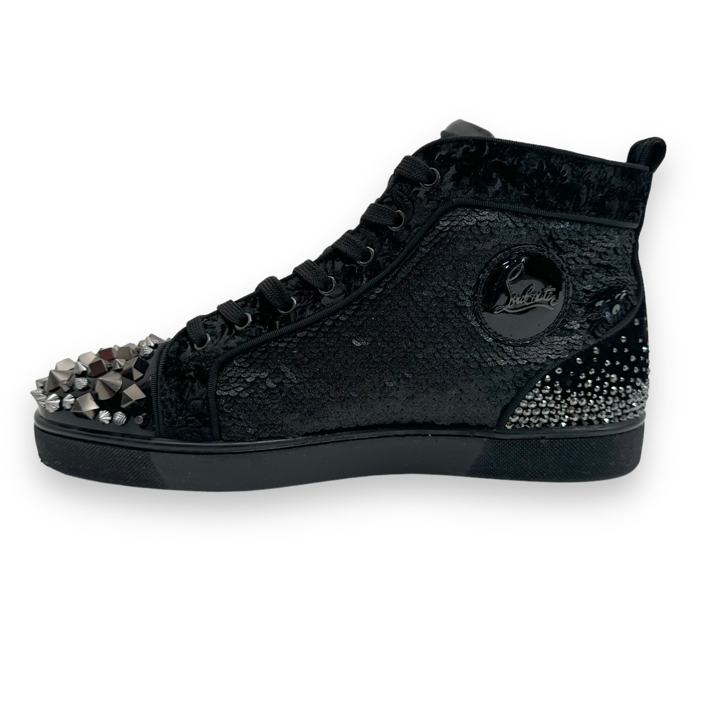 CHRISTIAN LOUBOUTIN SUEDE / LEATHER / VELVET CRYSTAL SNEAKER UK11