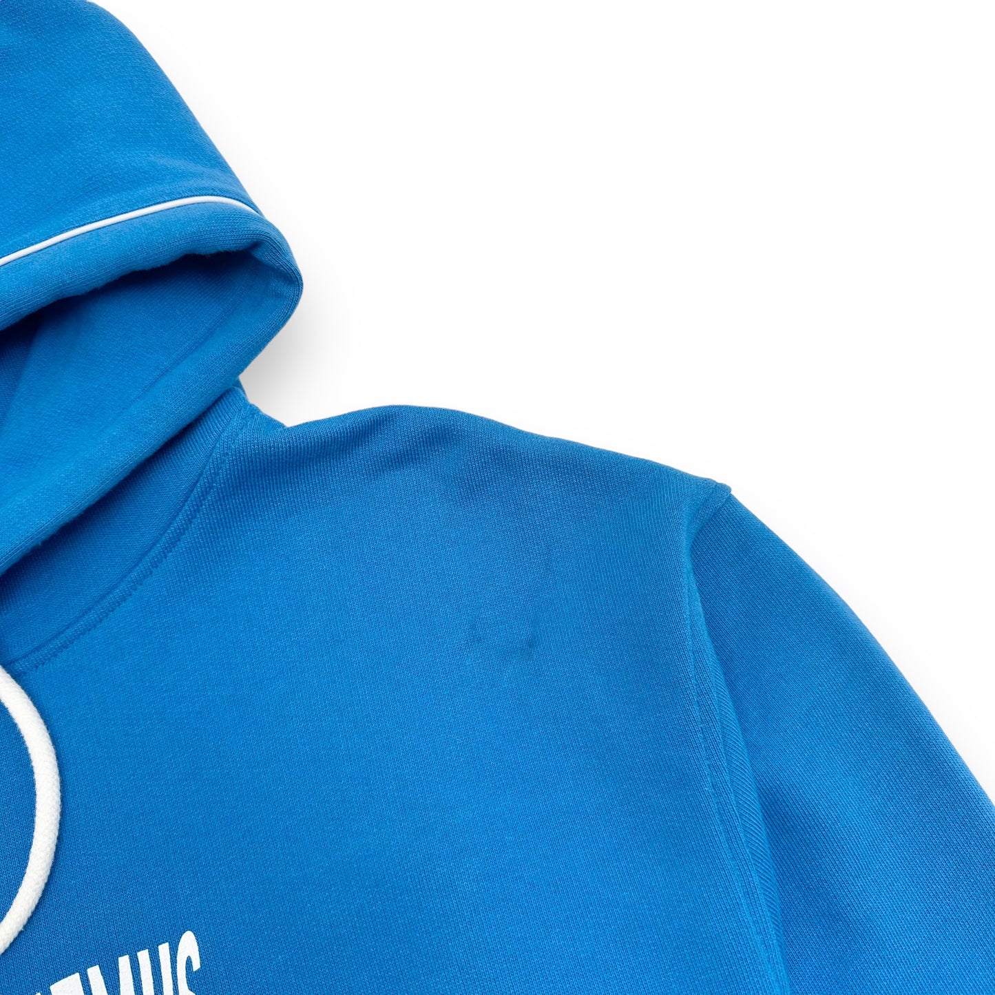 JACQUEMUS LOGO PRINT COTTON HOODIE BLUE L