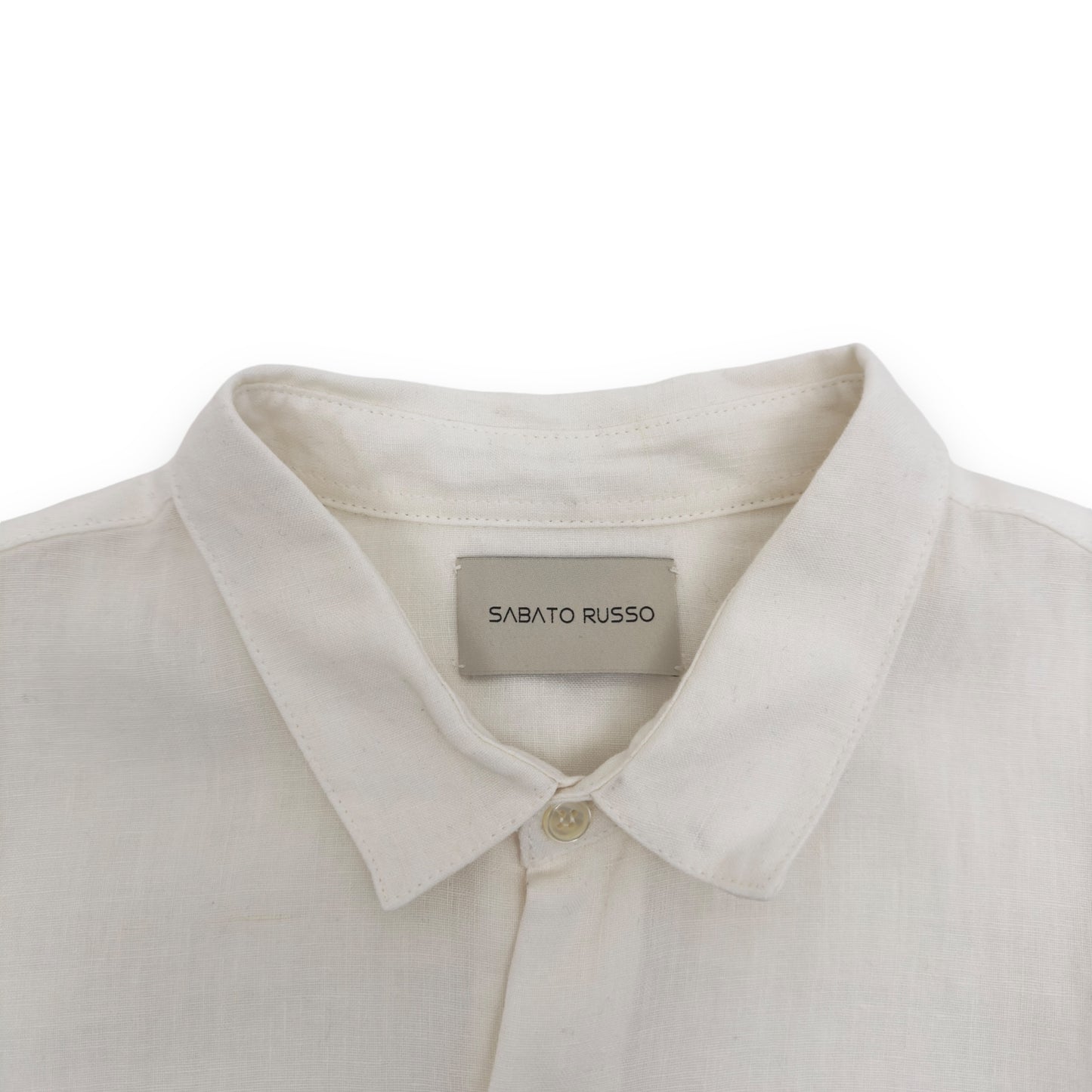 SABATO RUSSO LINEN LONG BUTTON-UP SHIRT IVORY XL