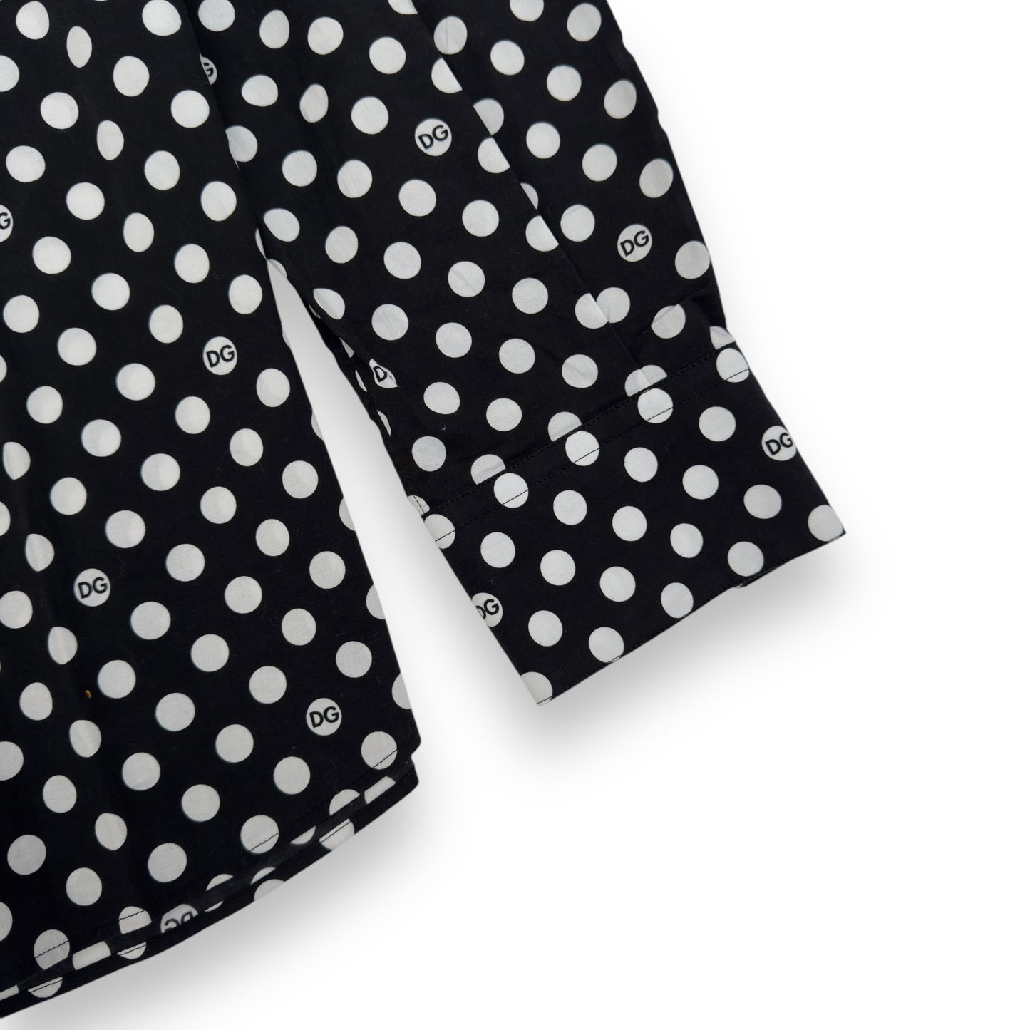 DOLCE&GABBANA POLKA DOT COTTON SHIRT BLACK / WHITE L