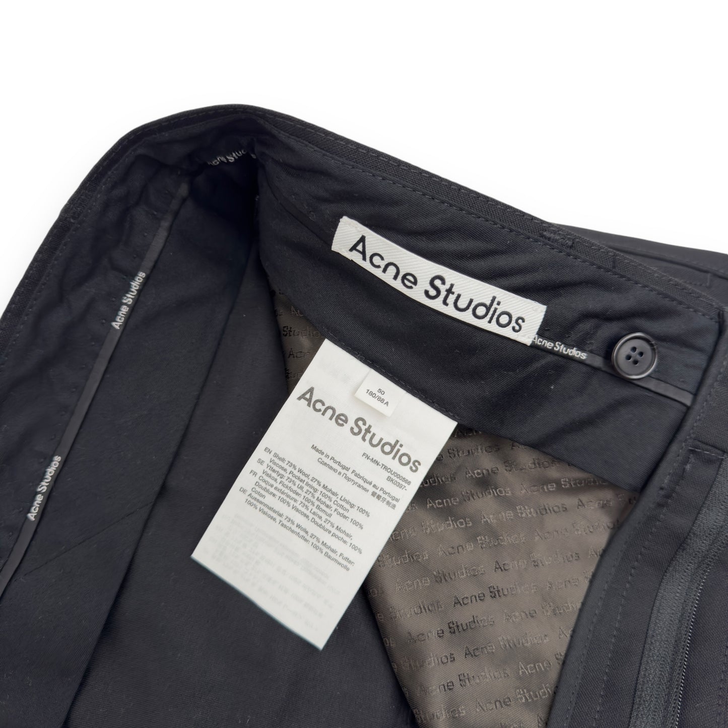 ACNE STUDIOS PRINTED SUIT TROUSERS BLACK M