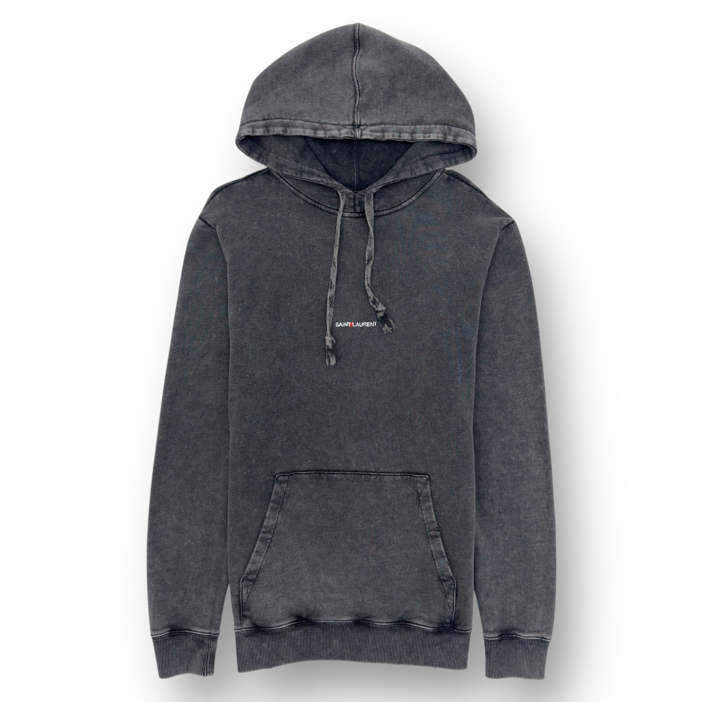 SAINT LAURENT ARCHIVE LOGO HOODIE WASHED GREY L