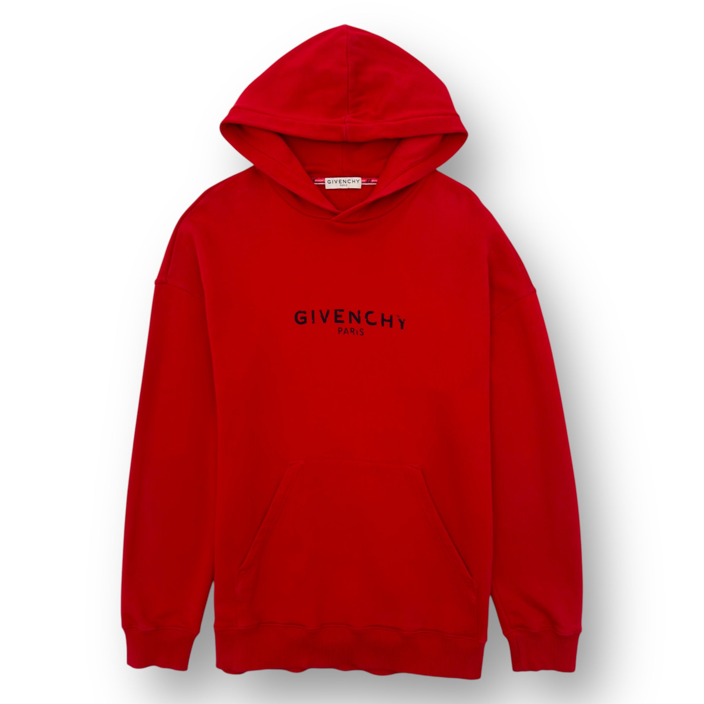 GIVENCHY LOGO-PRINT HOODIE RED / BLACK L