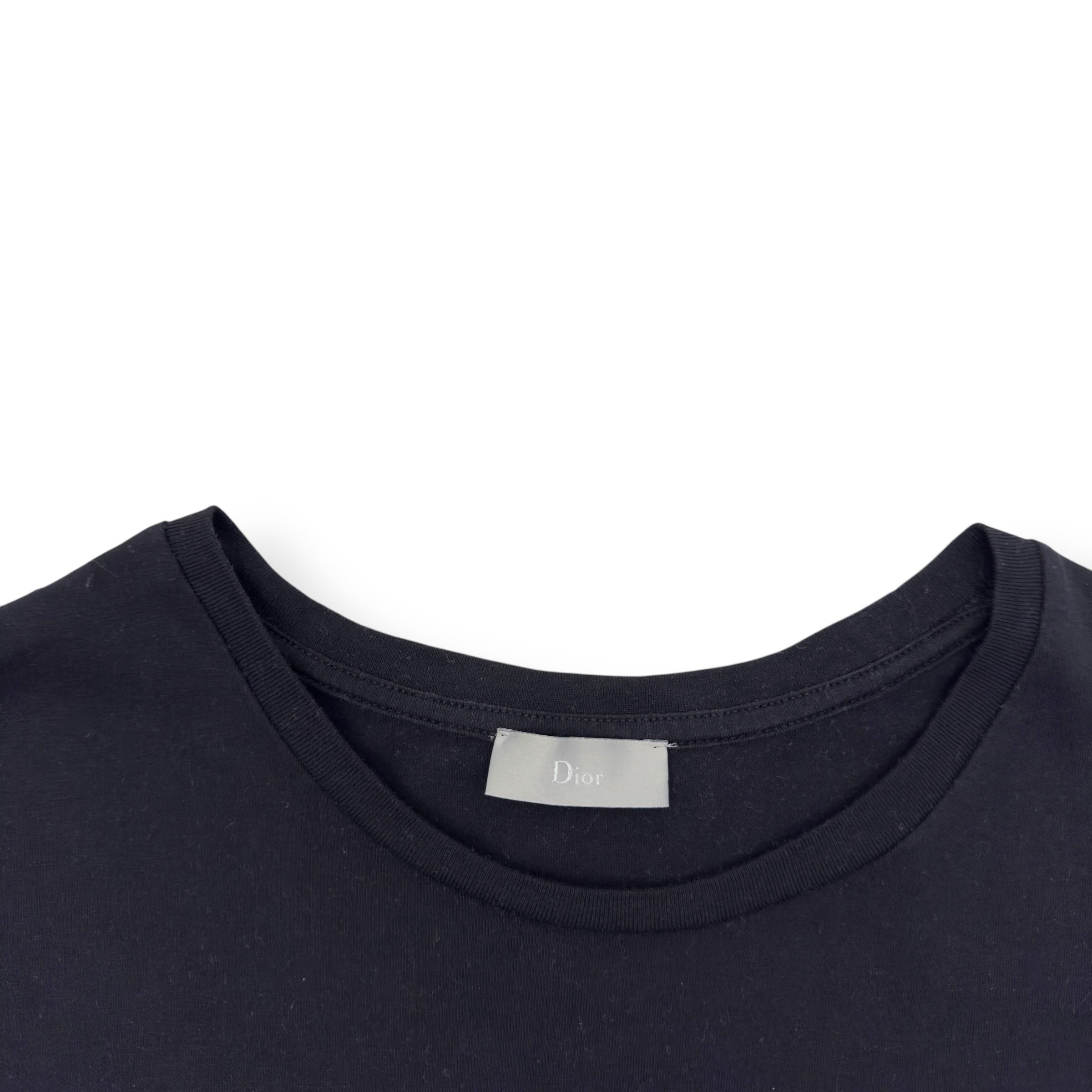 CHRISTIAN DIOR COTTON LOGO CREWNECK T-SHIRT BLACK / WHITE L