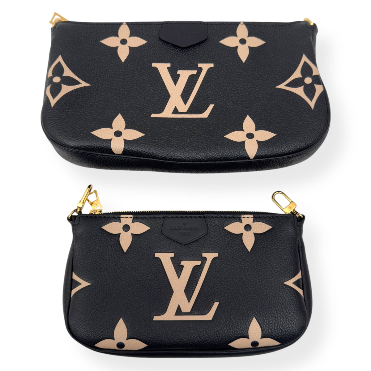LOUIS VUITTON MULTI POUCHETTE ACCESSORIES MONOGRAM EMPREINTE LEATHER BAG BLACK / CREAM