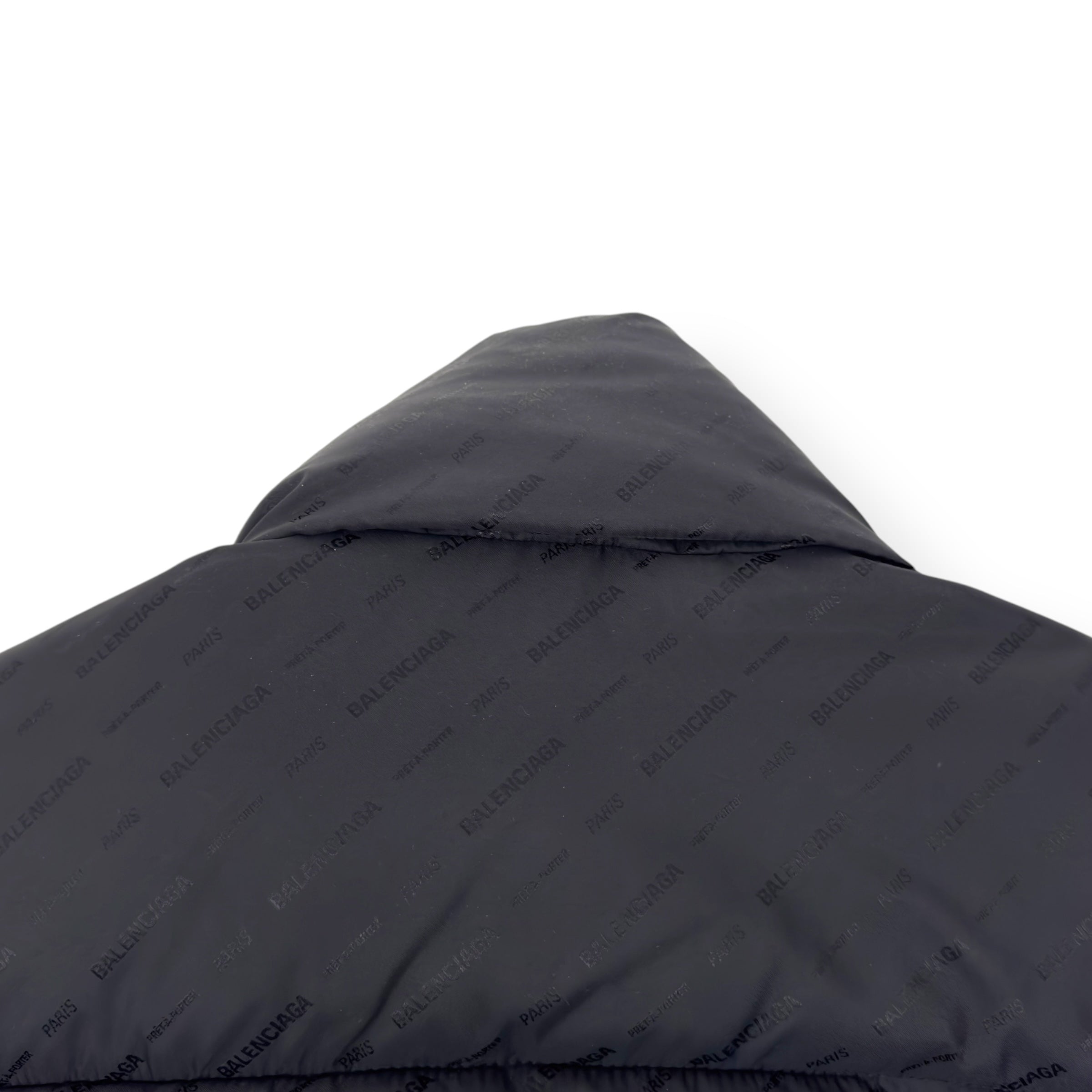 BALENCIAGA OVERSIZED QUILTED LOGO-JACQUARD SHELL PUFFER JACKET BLACK 46 / XS