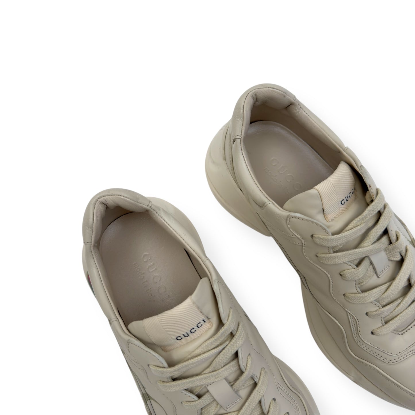 GUCCI RHYTON VINTAGE LOGO SNEAKER IVORY / RED UK6