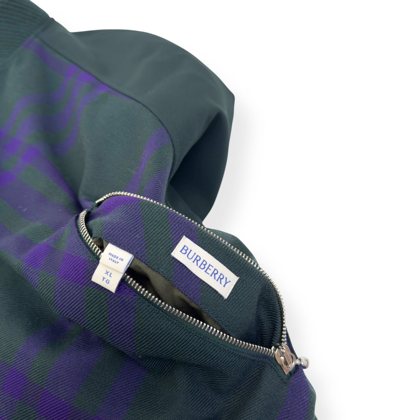 BURBERRY CHECKED REVERSIBLE COTTON-TWILL BOMBER JACKET GREEN / PURPLE XL