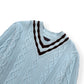 LOUIS VUITTON WOOL / MOHAIR V-NECK JUMPER BLUE / BROWN XL