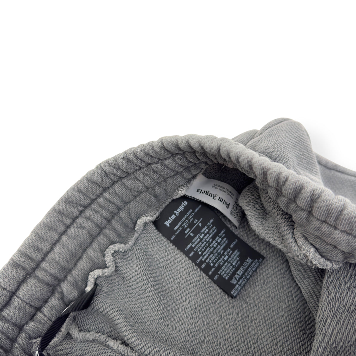 PALM ANGELS CURVED LOGO SWEATPANTS GREY / WHITE S