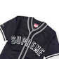 SUPREME MITCHELL & NESS SATIN BASEBALL JERSEY BLACK / WHITE M