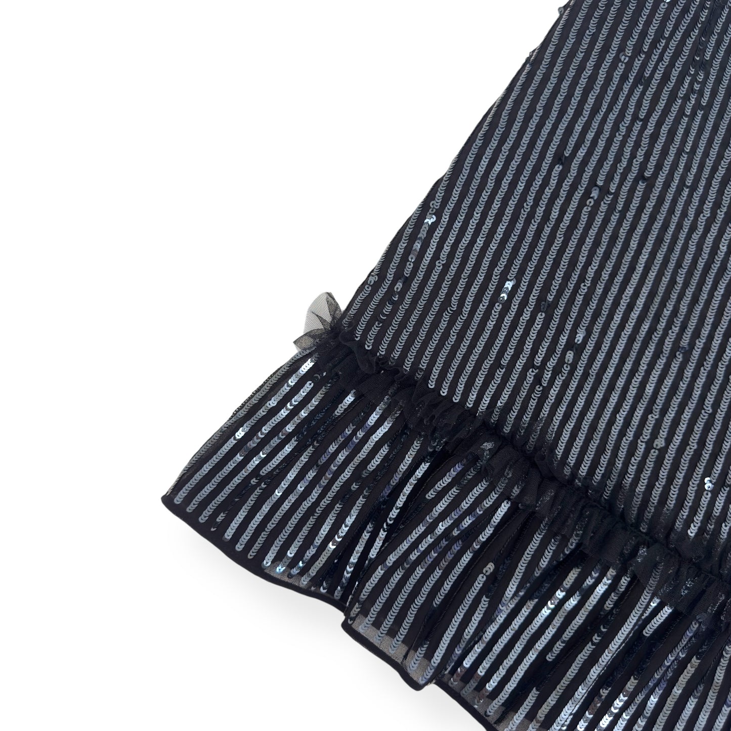 NEEDLES & THREAD SEQUIN RUFFLE PARTY TOP BLACK M