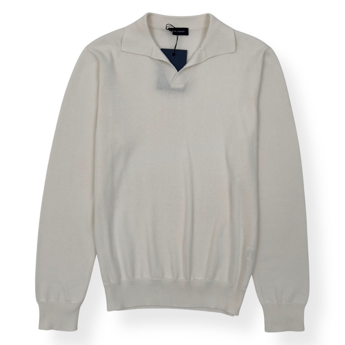 THOM SWEENEY LONG-SLEEVE SS24 SKIPPER POLO SHIRT MILK WHITE L