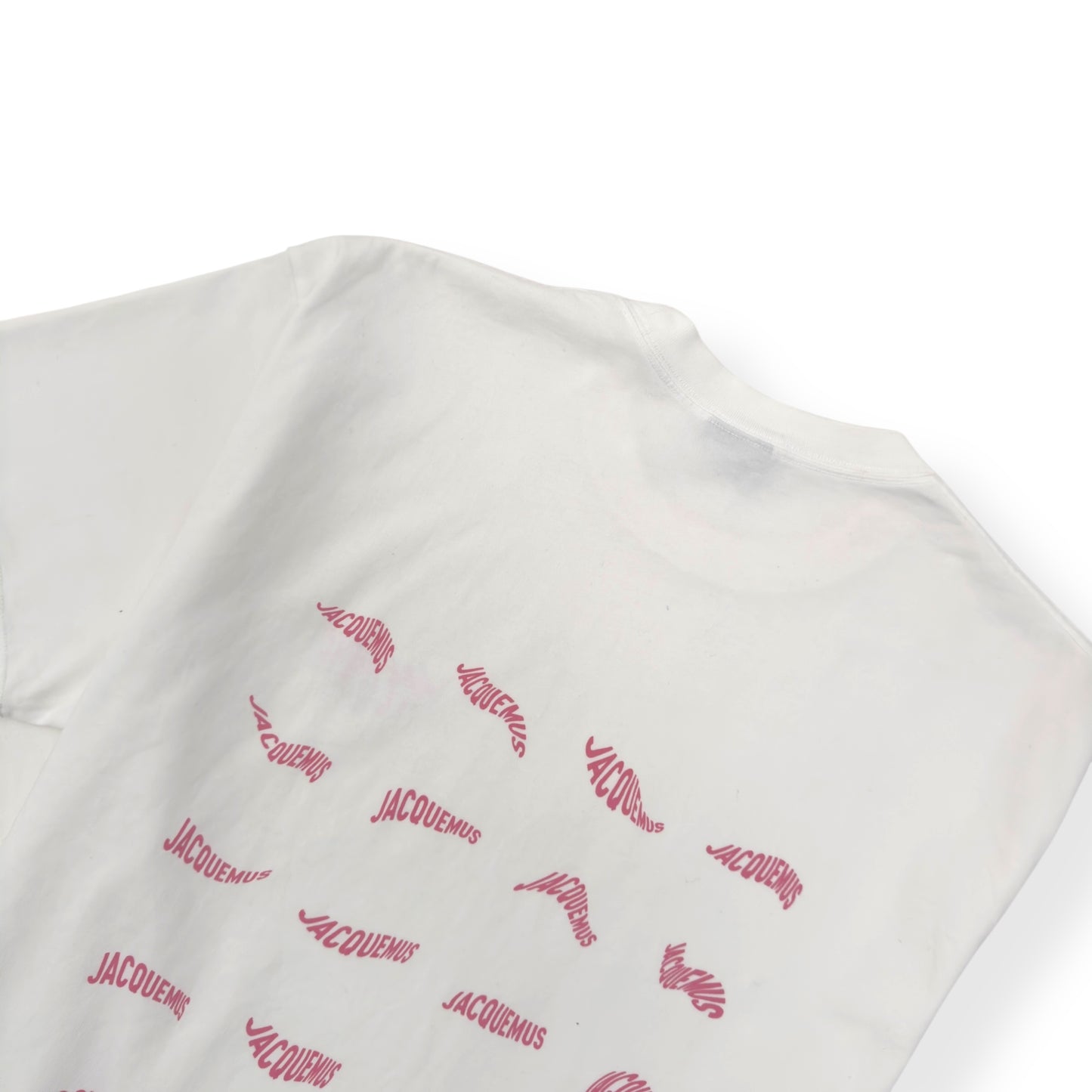 JACQUEMUS LE T-SHIRT VAGUE PRINT LOGO T-SHIRT PINK / WHITE XL