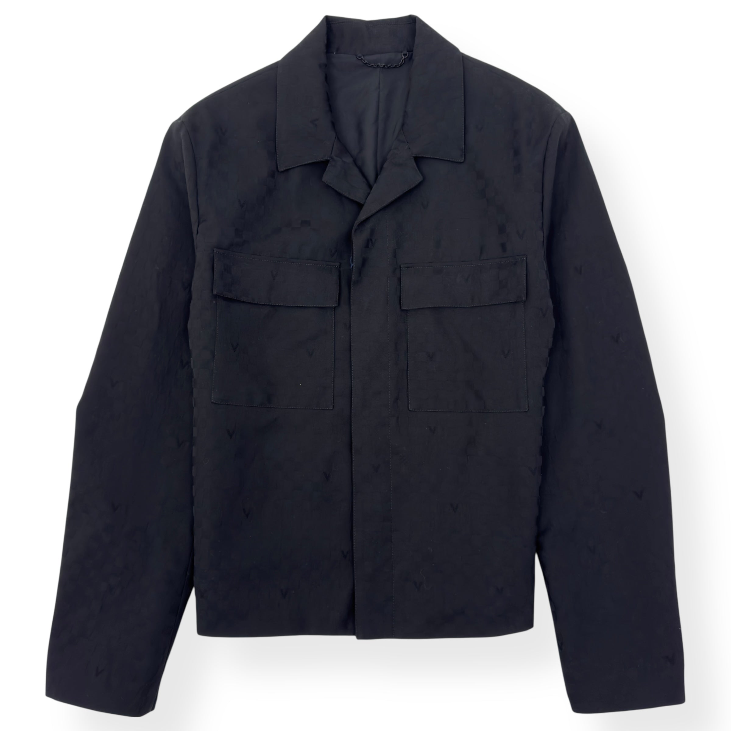 LOUIS VUITTON DAMIER OPEN COLLAR WOOL JACKET BLACK 48 / S