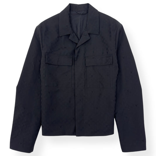 LOUIS VUITTON DAMIER OPEN COLLAR WOOL JACKET BLACK 48 / S