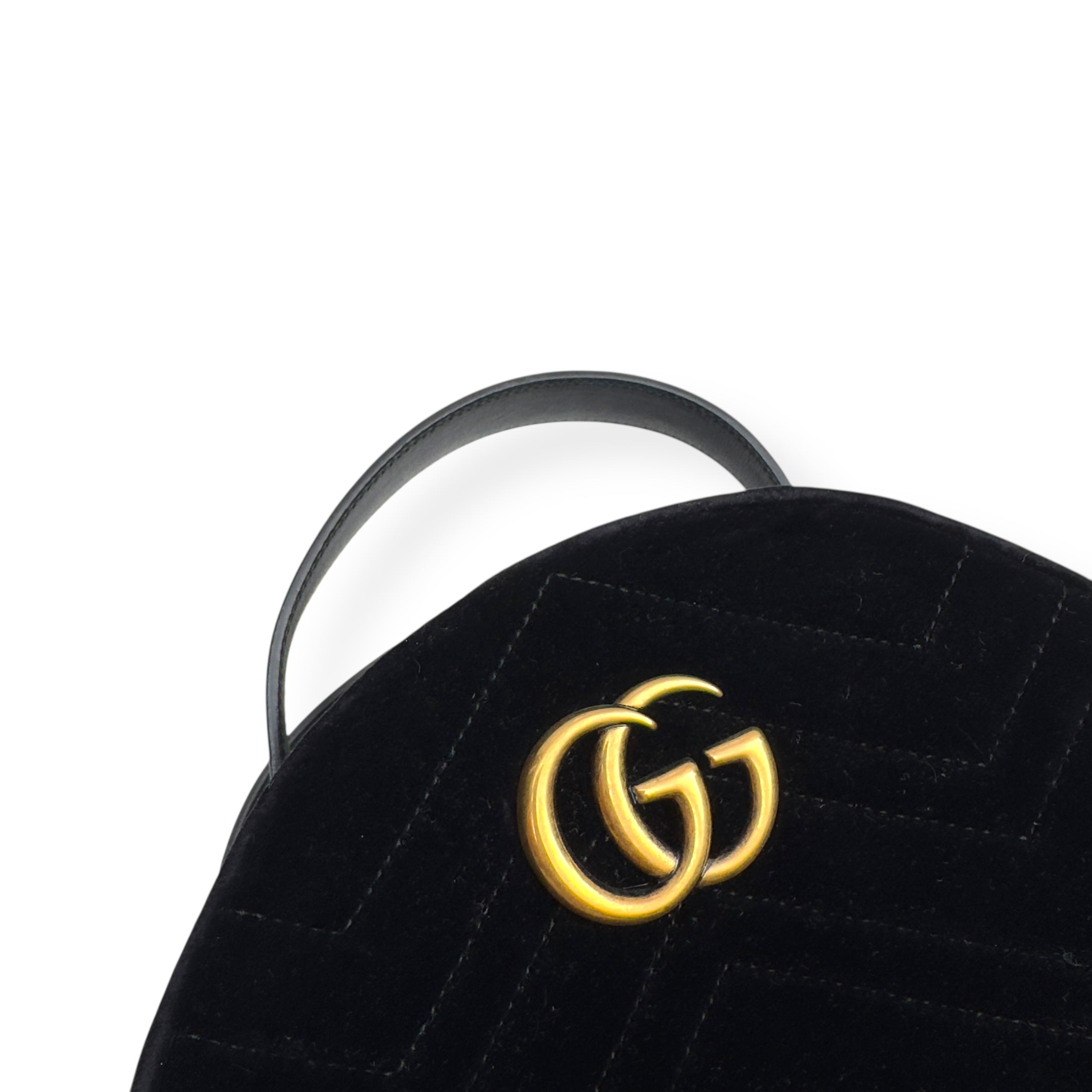 GUCCI GG MARMONT VELVET MATELASSÉ BACKPACK BLACK
