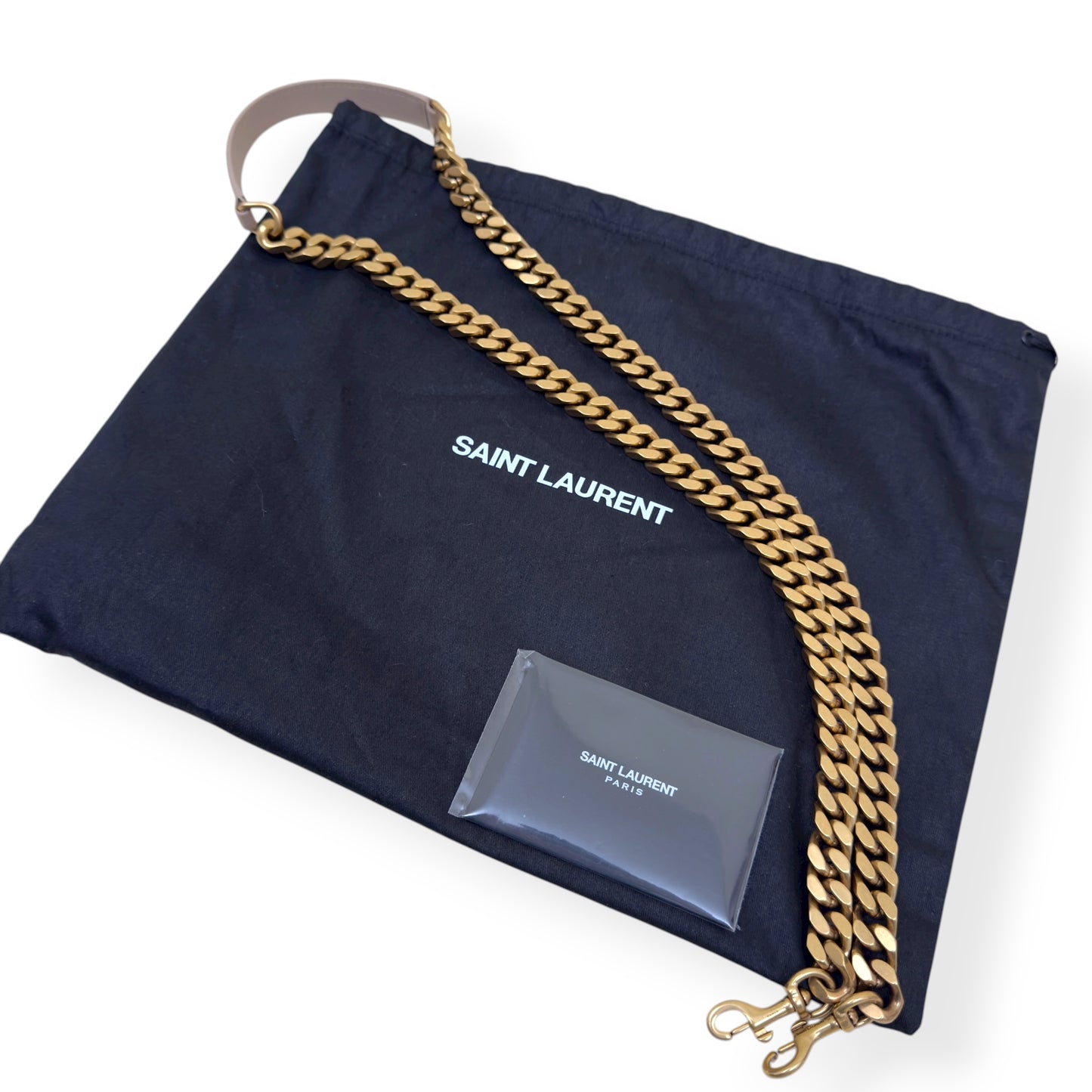 SAINT LAURENT COLLEGE LEATHER SHOULDER BAG BEIGE M