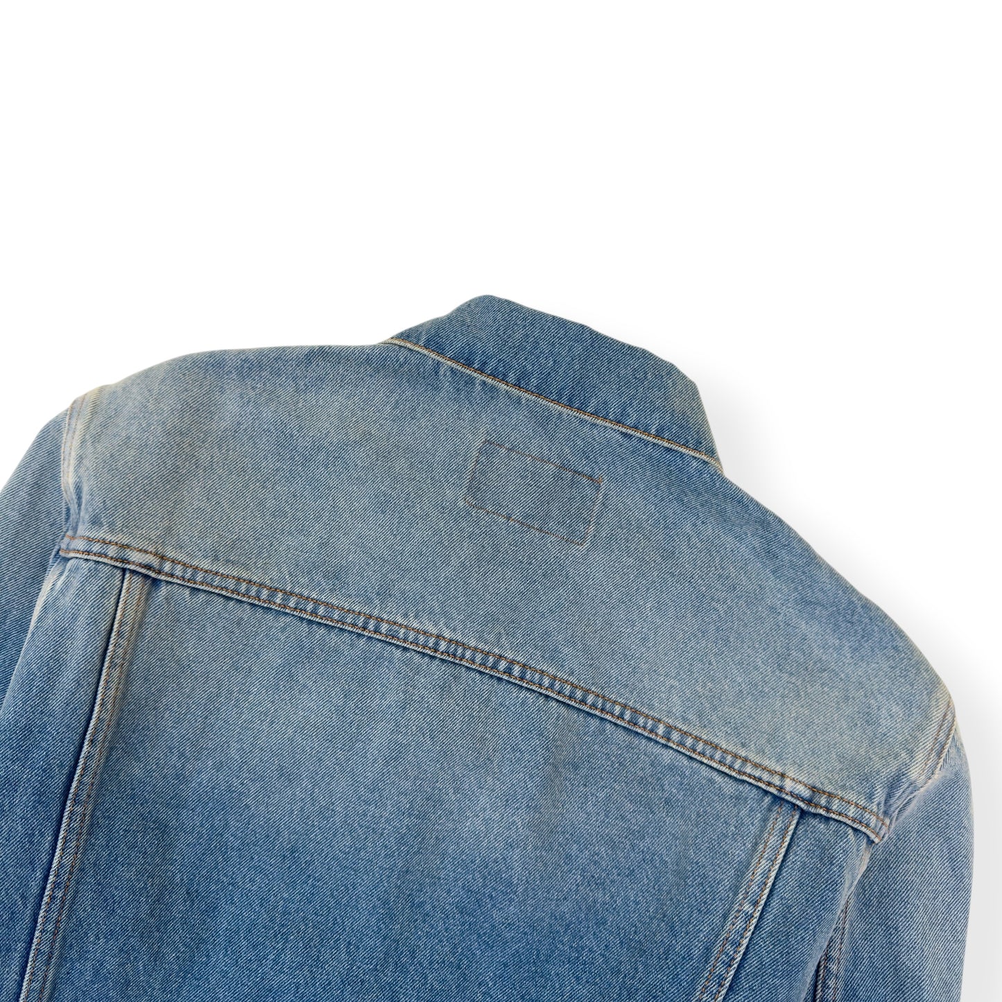 PRADA WASHED DENIM PLAQUE-LOGO DENIM JACKET LIGHT BLUE XL