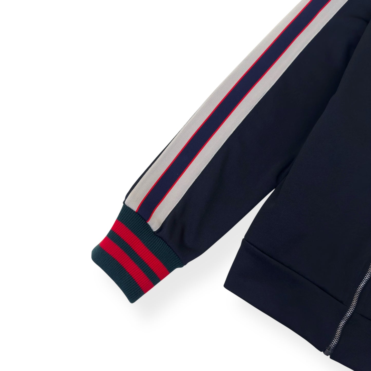 GUCCI TECHNICAL JERSEY TRACK JACKET BLACK / WHITE / RED M
