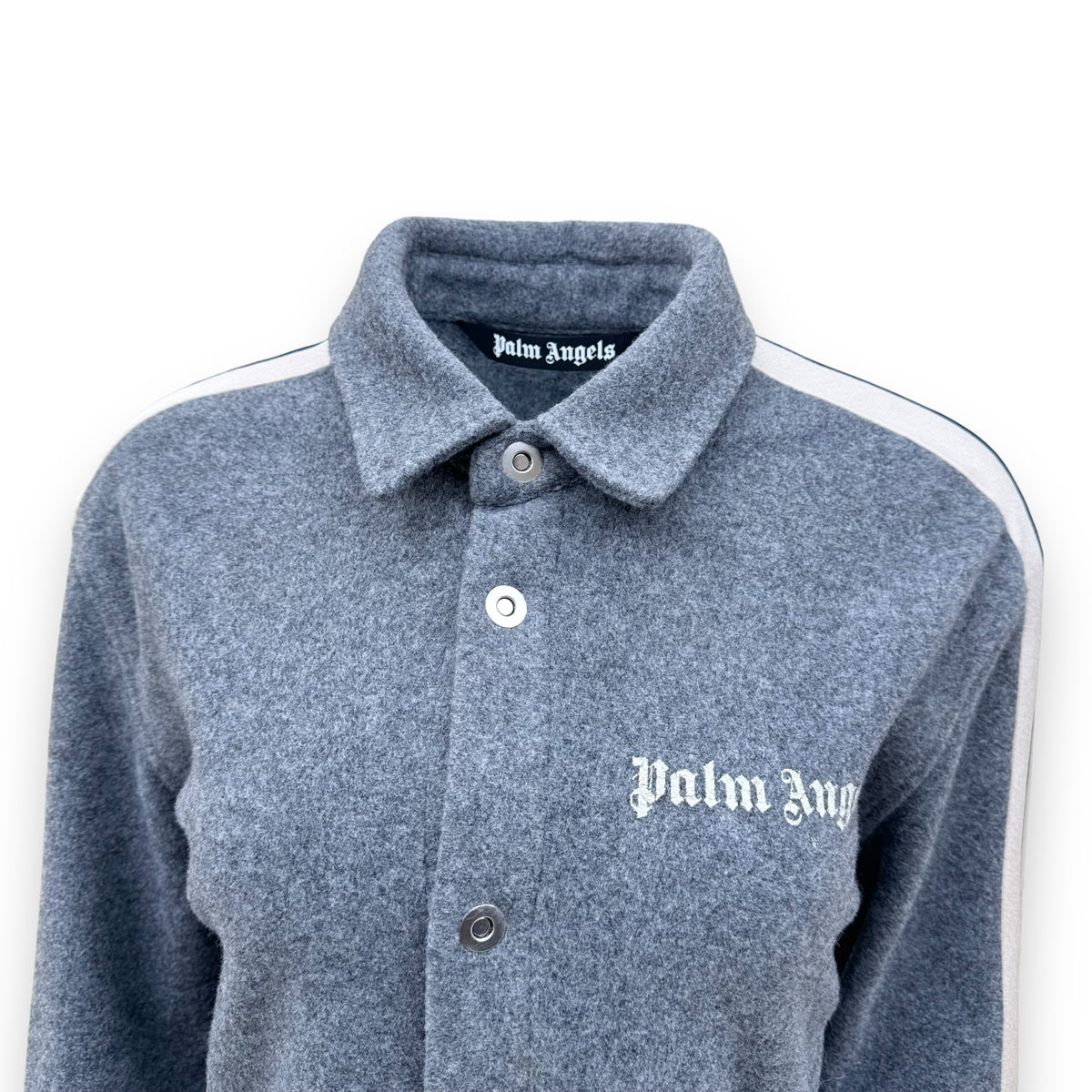 PALM ANGELS WOOL TRACK SHIRT GREY M