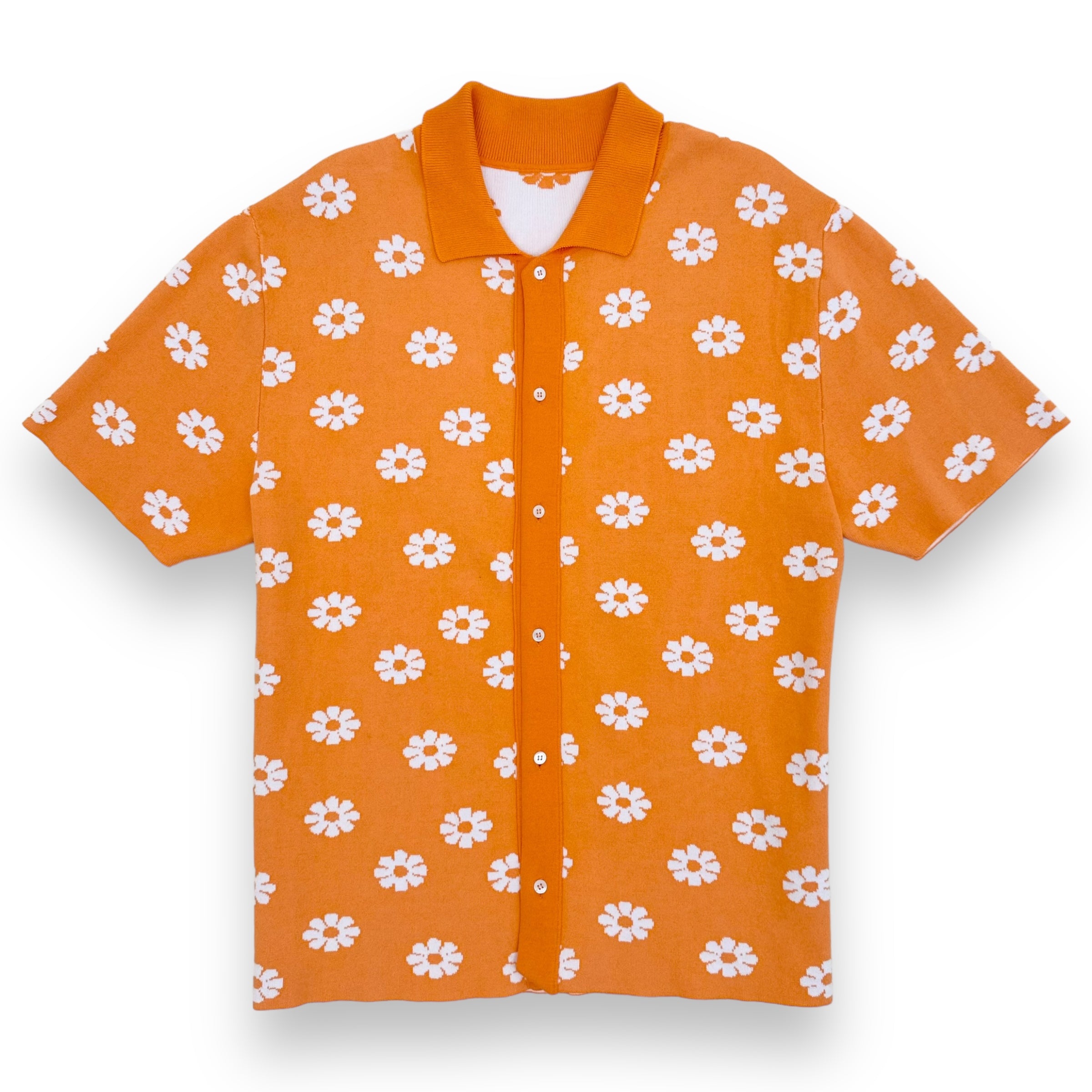JACQUEMUS PALMA FLORAL-PATTERN SHIRT ORANGE XL