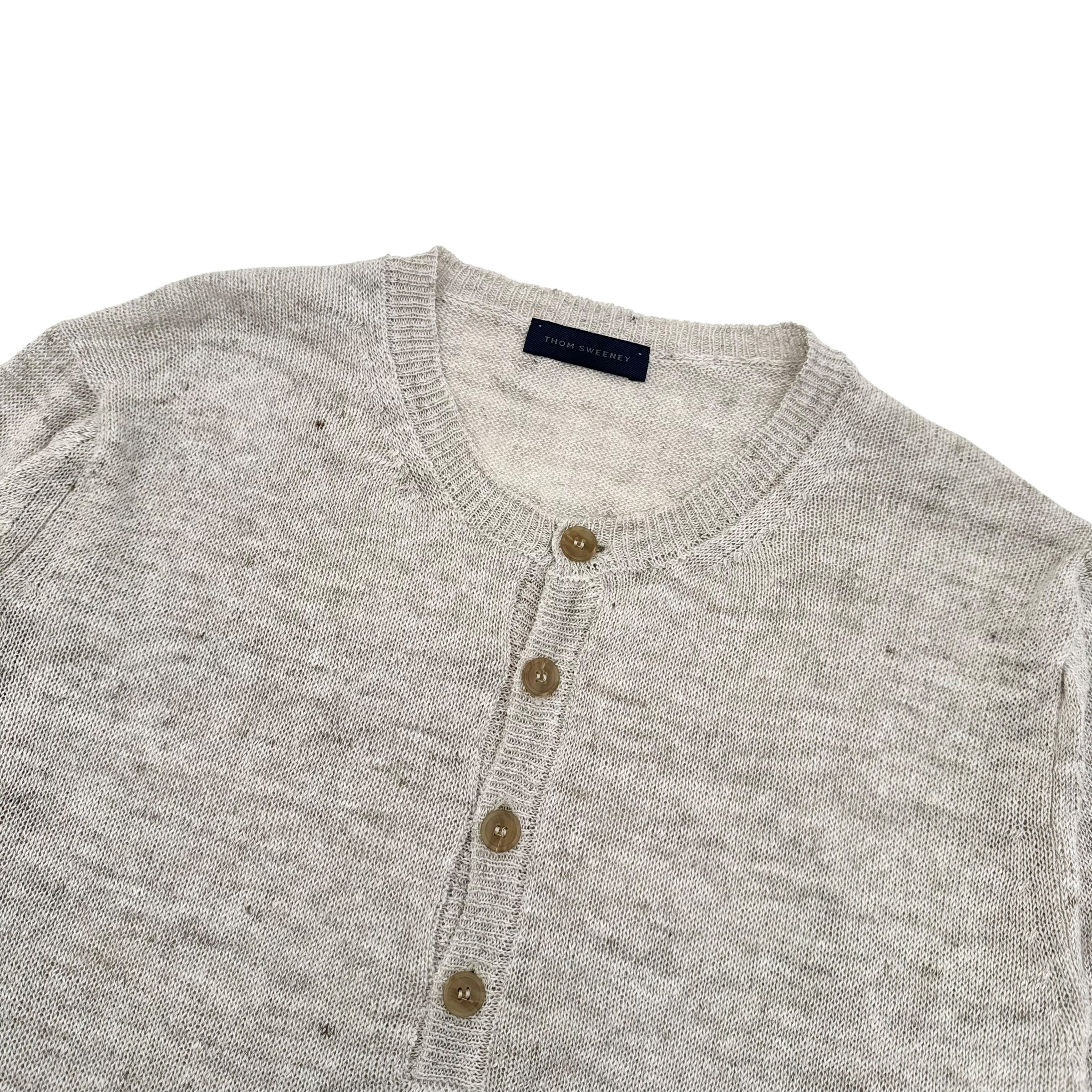 THOM SWEENEY LINEN / SILK HENLEY SWEATER BEIGE L