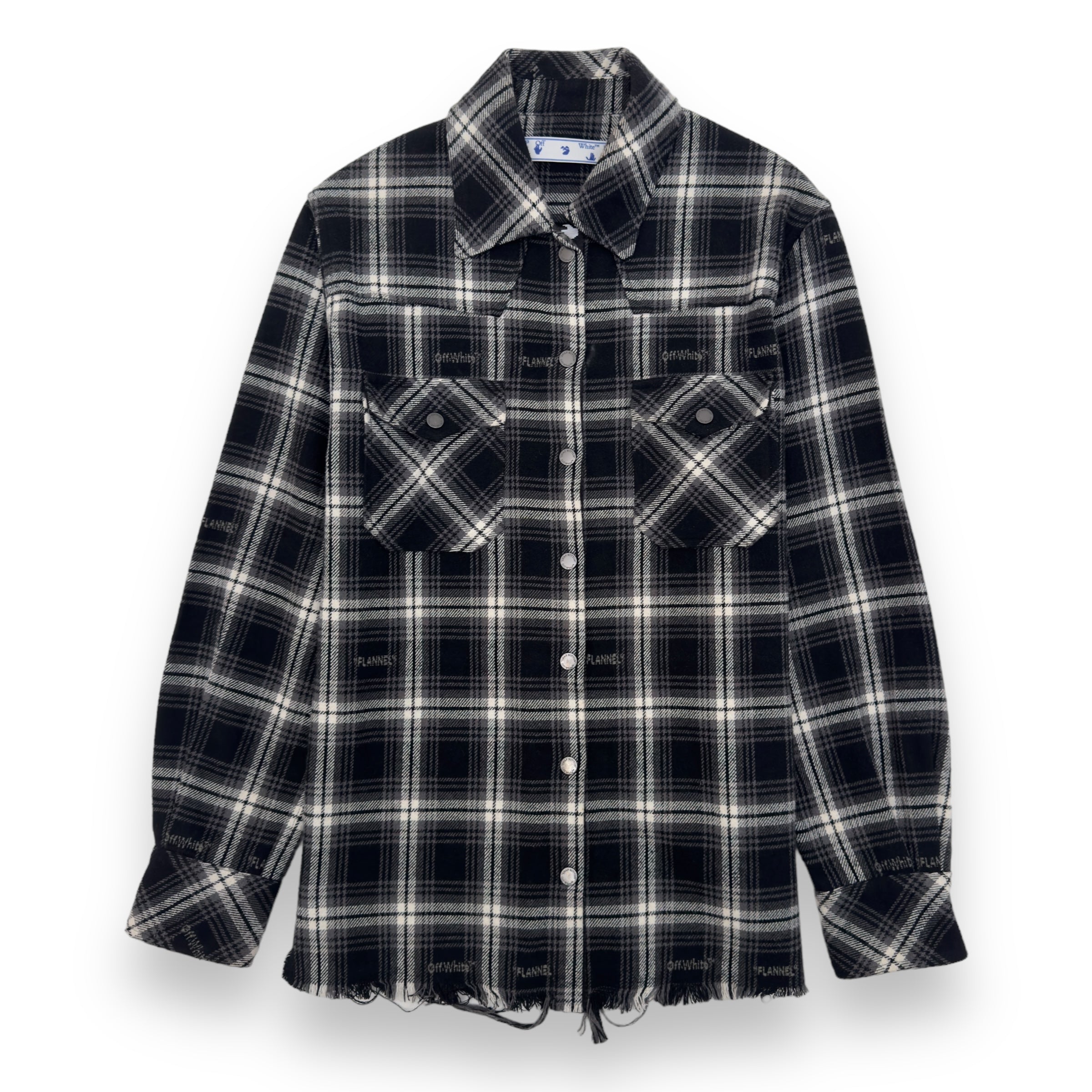 OFF-WHITE LOGO EMBROIDERED CHECKED COTTON-FLANNEL SHIRT S – Wylist