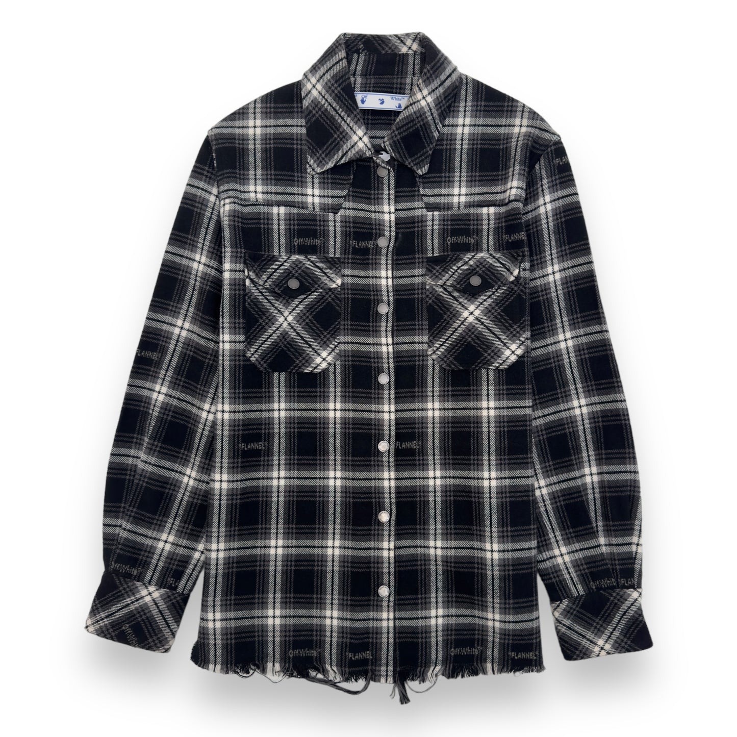 OFF-WHITE LOGO EMBROIDERED CHECKED COTTON-FLANNEL SHIRT S