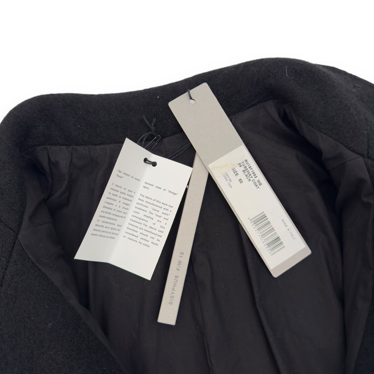 RICK OWENS FW18 09 TUBEWAY COAT BLACK M