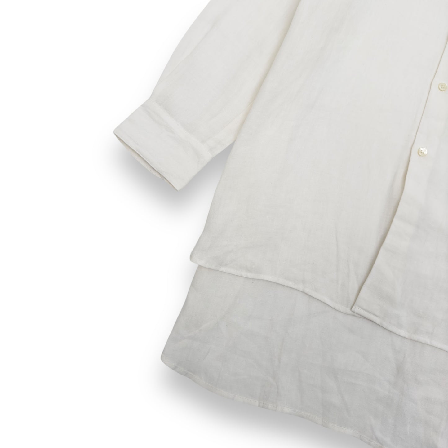 SABATO RUSSO LINEN LONG BUTTON-UP SHIRT IVORY XL