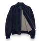 THOM SWEENEY BESPOKE SUEDE COLLARED BOMBER JACKET NAVY M