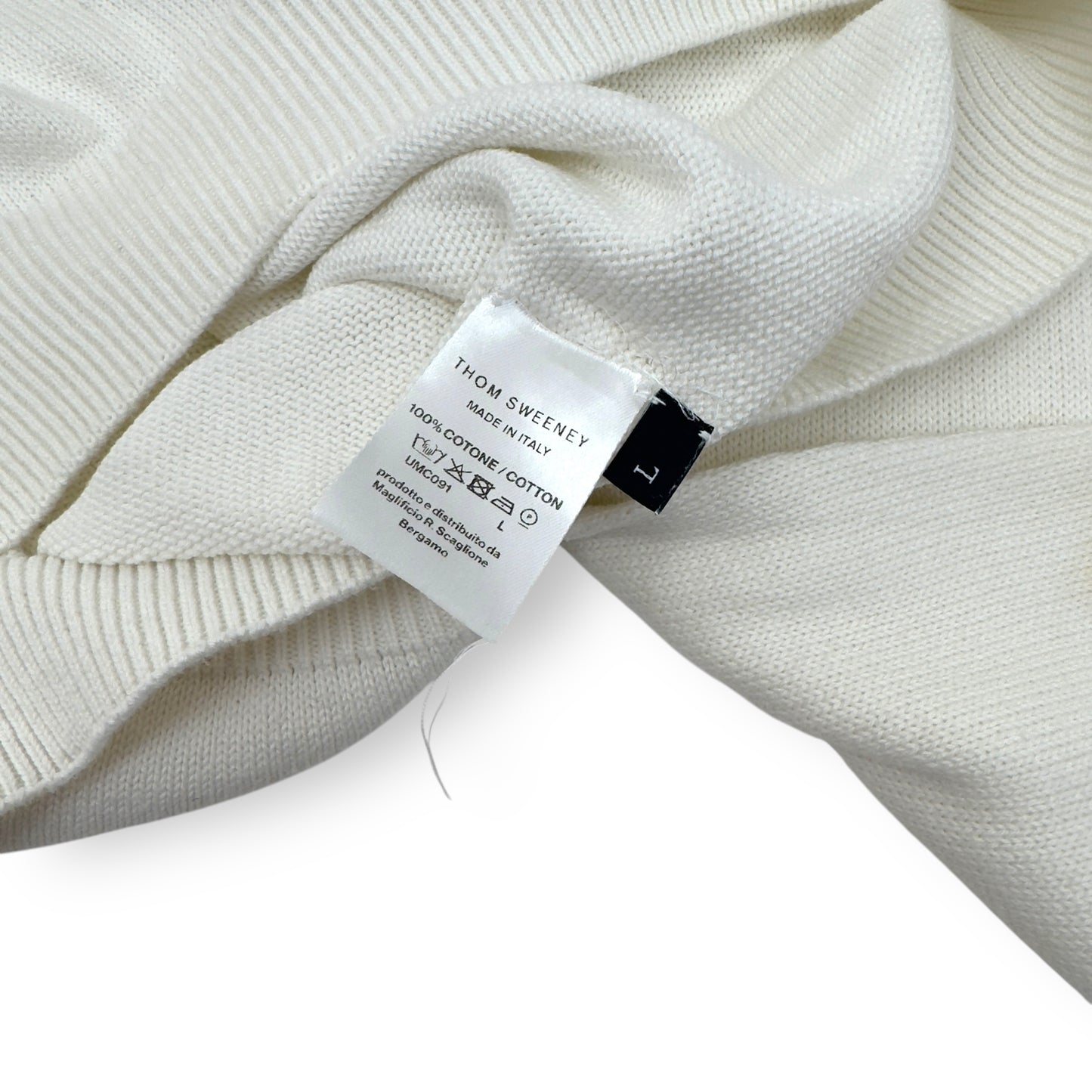 THOM SWEENEY COTTON HOODIE WHITE L