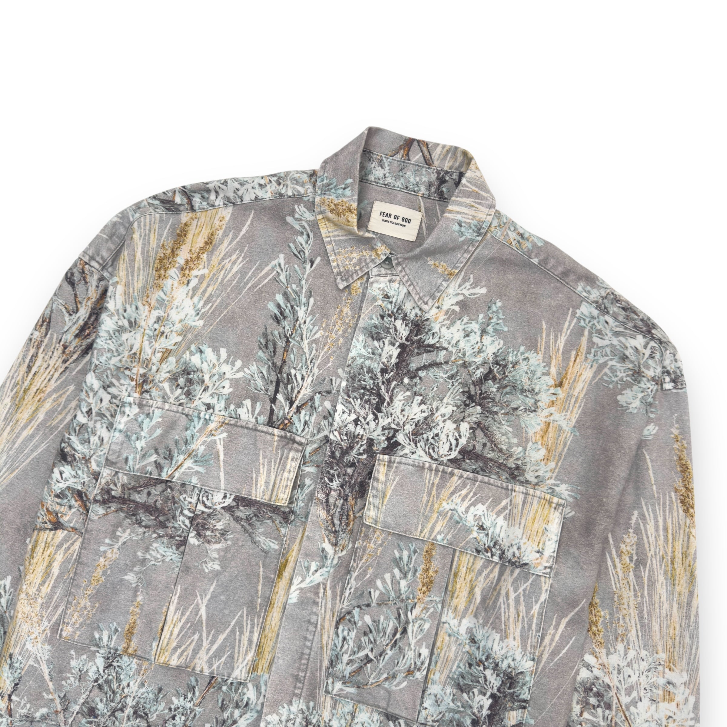 FEAR OF GOD 6TH COLLECTION PRAIRIE GHOST CAMO OVERSHIRT GREY / BLUE XL