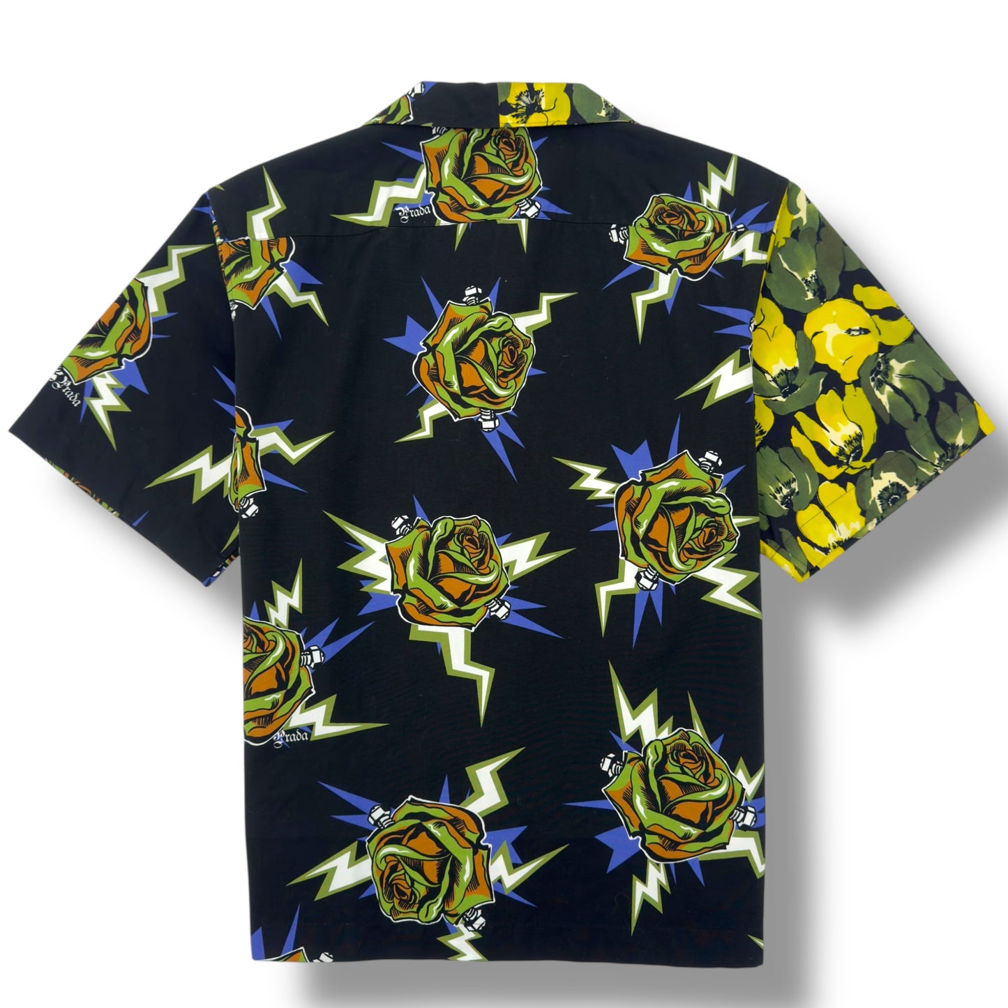 PRADA DOUBLE MATCH BOWLING SHIRT YELLOW / BLACK L
