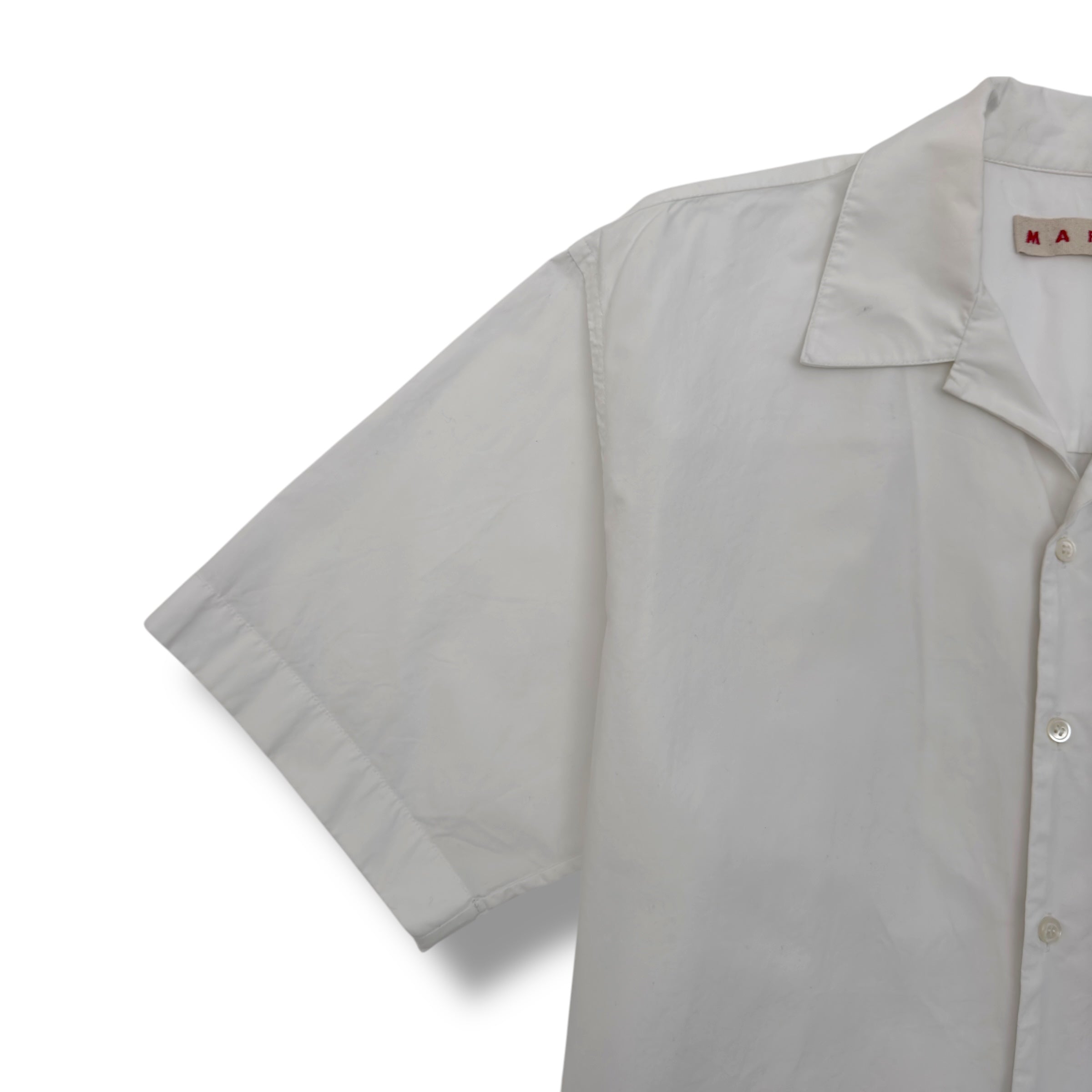 MARNI LOGO-PRINT COTTON SHIRT LILY WHITE 50 / L