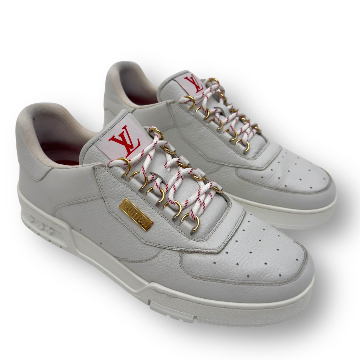 LOUIS VUITTON CALFSKIN LEATHER SNEAKER WHITE / GOLD UK7.5