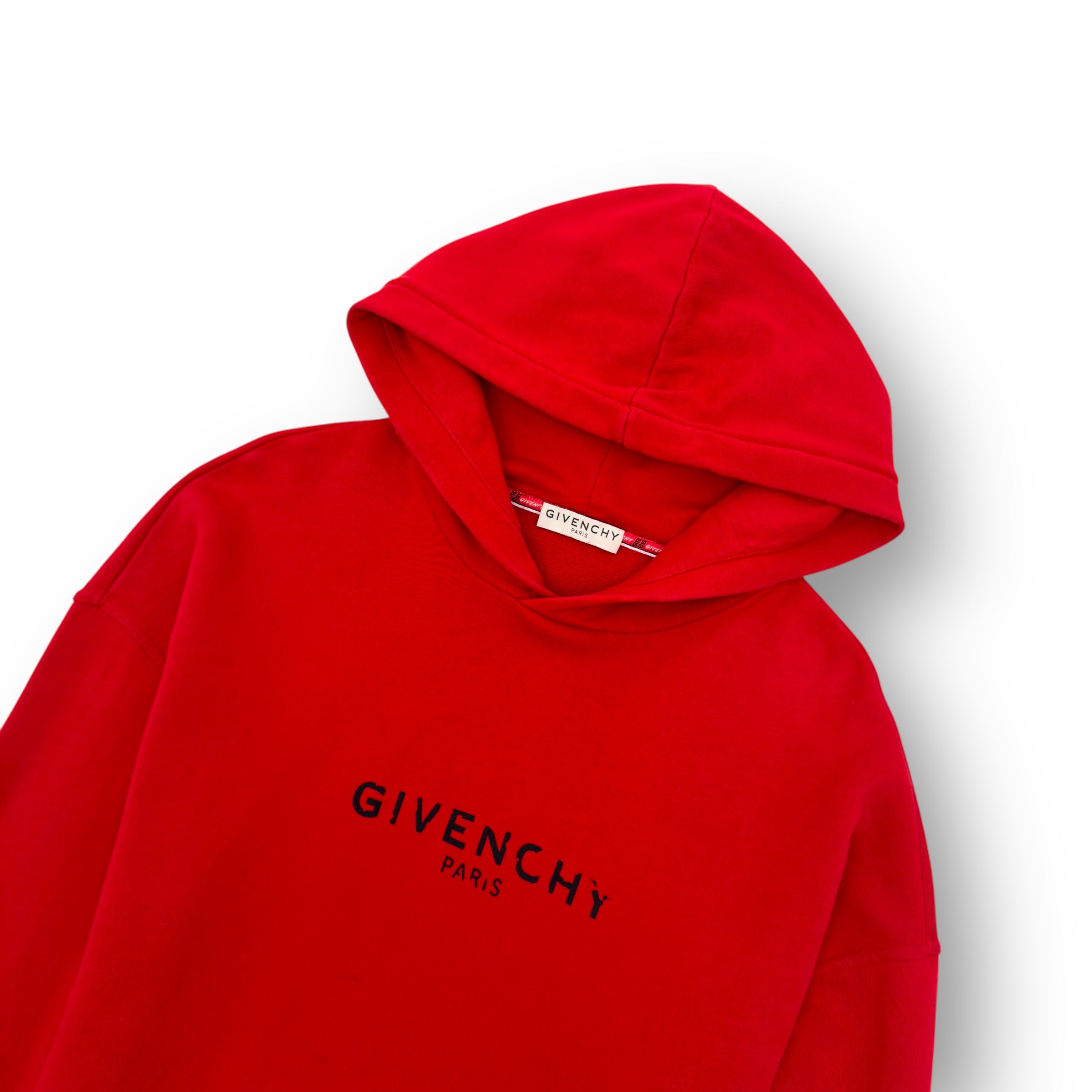 GIVENCHY LOGO-PRINT HOODIE RED / BLACK L