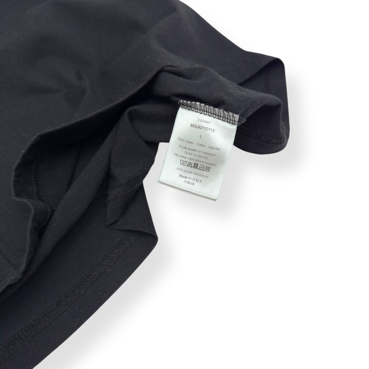 CHRISTIAN DIOR COTTON LOGO CREWNECK T-SHIRT BLACK / WHITE L