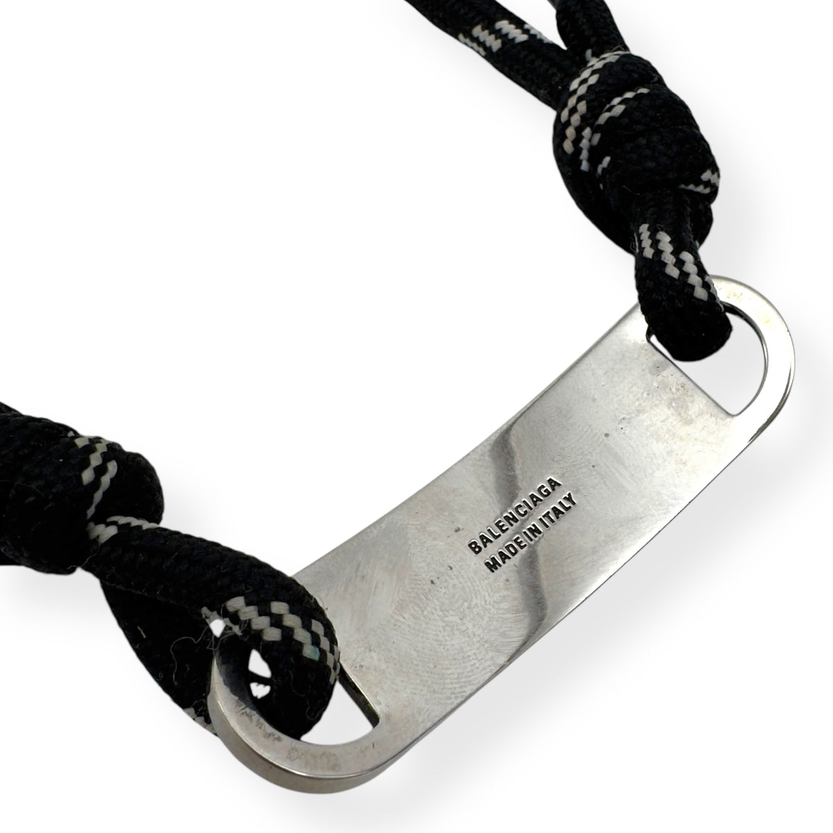 BALENCIAGA PLATE BRACELET SILVER / BLACK