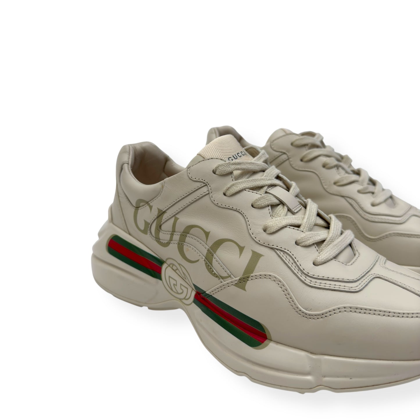 GUCCI RHYTON VINTAGE LOGO SNEAKER IVORY / RED UK6