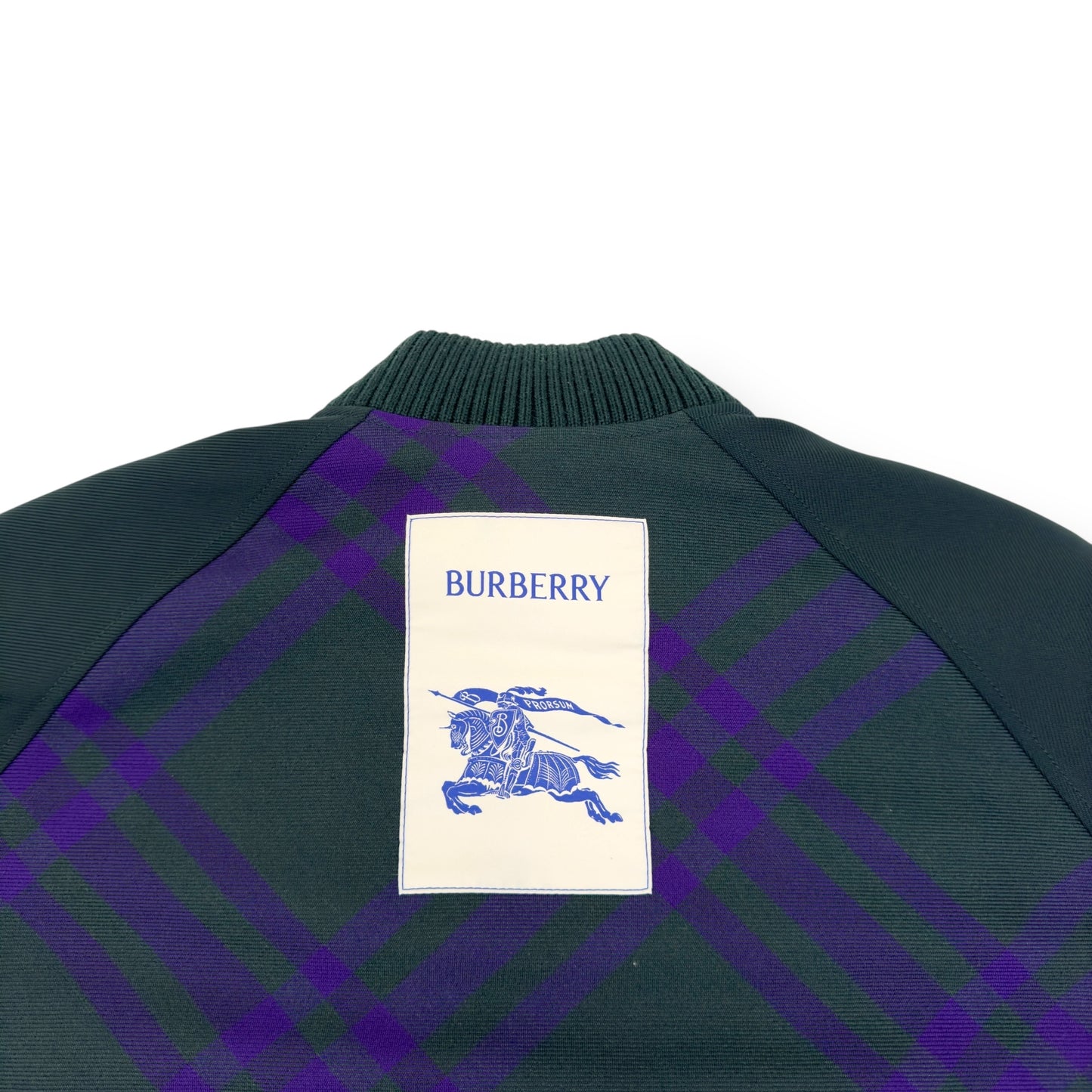 BURBERRY CHECKED REVERSIBLE COTTON-TWILL BOMBER JACKET GREEN / PURPLE XL