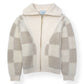 CASABLANCA CHECKED BOUCLÉ WOOL-BLEND ZIP UP JACKET CREAM M