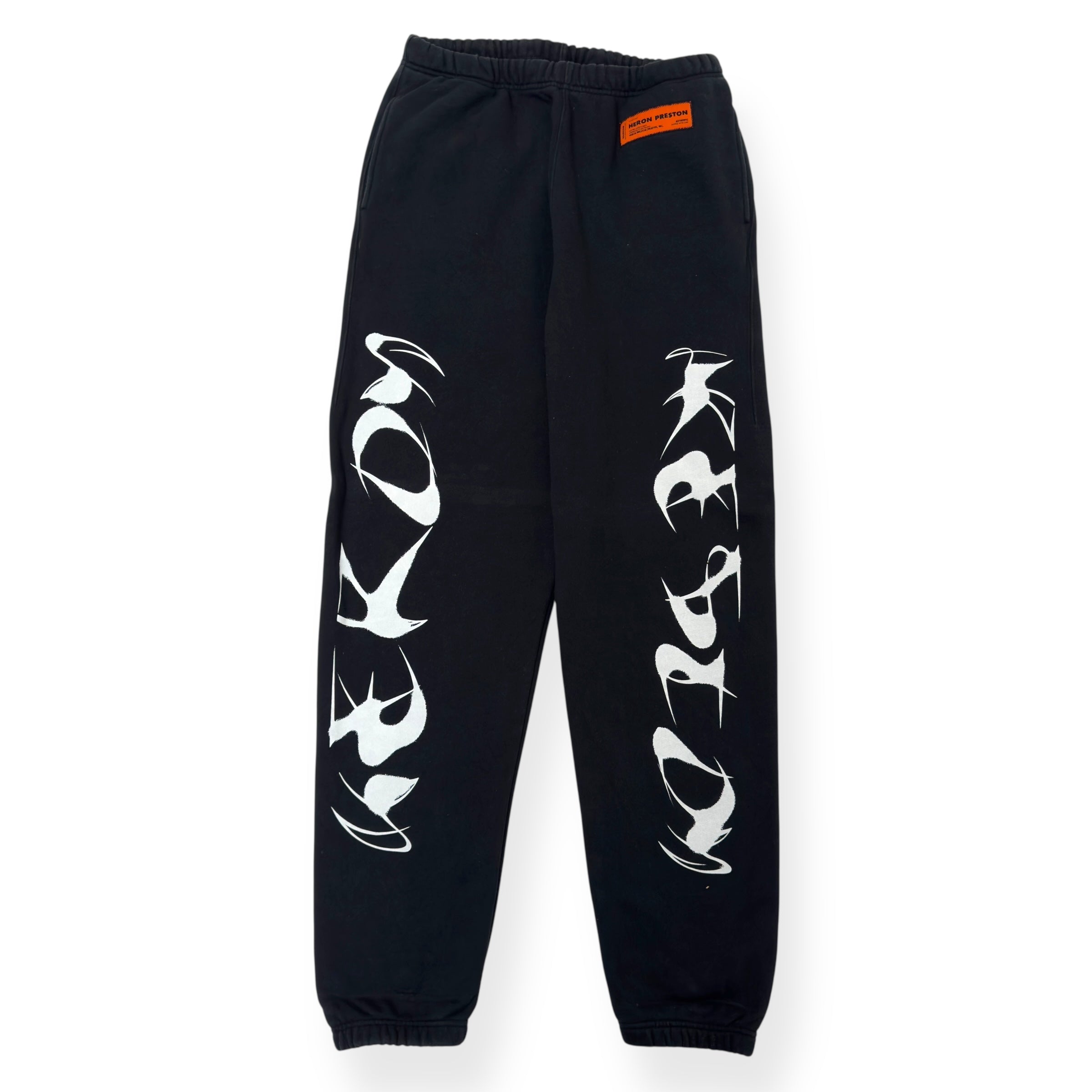 HERON PRESTON ABSTRACT LOGO SWEATPANTS BLACK / WHITE M