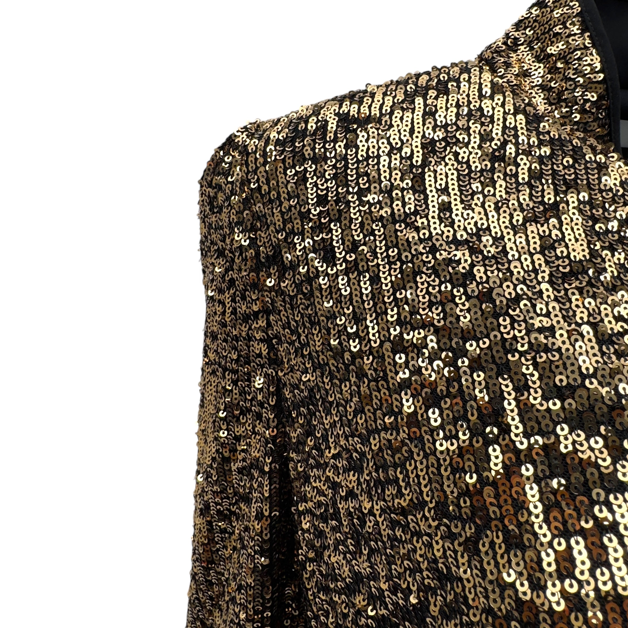 CEFINN JACQUETTA SEQUIN V NECK MAXI DRESS GOLD UK14