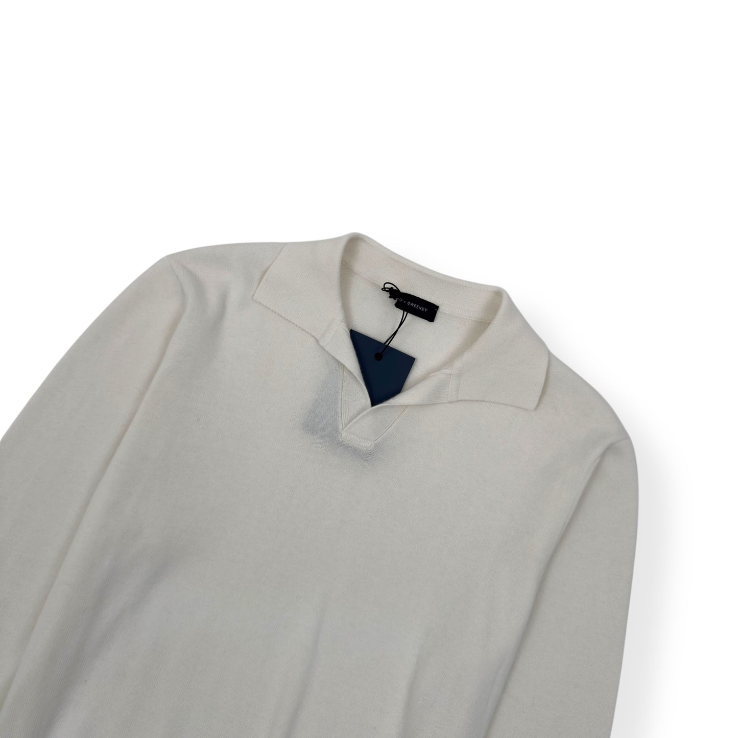 THOM SWEENEY LONG-SLEEVE SS24 SKIPPER POLO SHIRT MILK WHITE L
